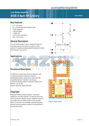 SIGE datasheet - Low-Noise-Amplifier