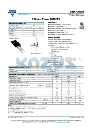SIHF30N60E datasheet - E Series Power MOSFET