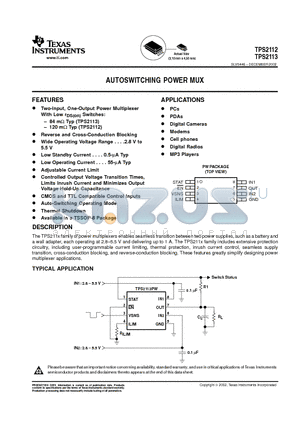 TPS2112PW datasheet - AUTOSWITCHING POWER MUX