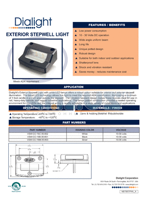 VSW-CC-19M-35-803 datasheet - EXTERIOR STEPWELL LIGHT