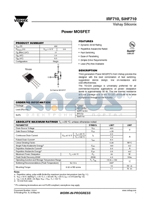 SIHF710 datasheet - Power MOSFET