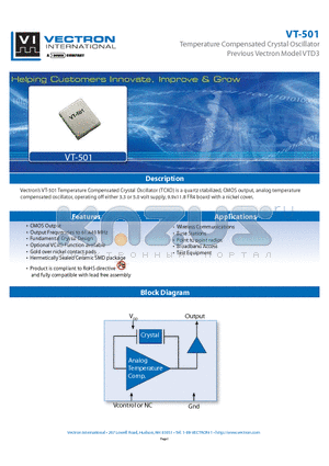 VT-501-DAR-1060 datasheet - Temperature Compensated Crystal Oscillator