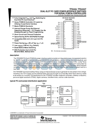 TPS2202DF datasheet - DUAL-SLOT PC CARD POWER-INTERFACE SWITCHES FOR SERIAL PCMCIA CONTROLLERS