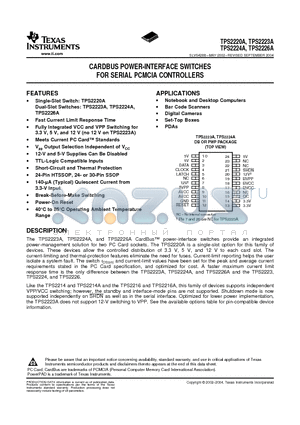 TPS2206 datasheet - CARDBUS POWER-INTERFACE SWITCHES FOR SERIAL PCMCIA CONTROLLERS