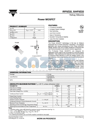 SIHF9Z22-E3 datasheet - Power MOSFET