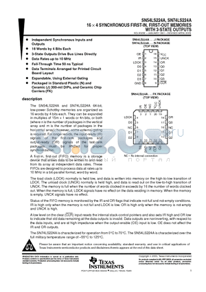 SNJ54LS224AFK datasheet - 16  4 SYNCHRONOUS FIRST-IN, FIRST-OUT MEMORIES WITH 3-STATE OUTPUTS