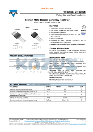 VT2080S-M3-4W datasheet - Trench MOS Barrier Schottky Rectifier