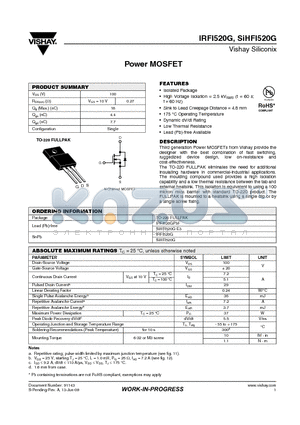 SIHFI520G datasheet - Power MOSFET