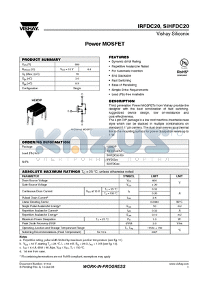 SIHFDC20-E3 datasheet - Power MOSFET