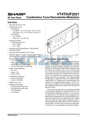 VT4T5UF2021 datasheet - Combination Tuner/Demodulator/Modulator