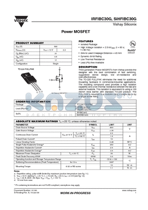 SIHFIBC30G datasheet - Power MOSFET