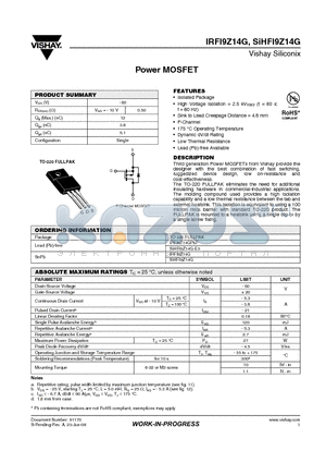 SIHFI9Z14G-E3 datasheet - Power MOSFET