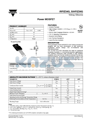 SIHFIZ34G-E3 datasheet - Power MOSFET