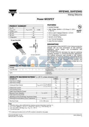 SIHFIZ44G-E3 datasheet - Power MOSFET