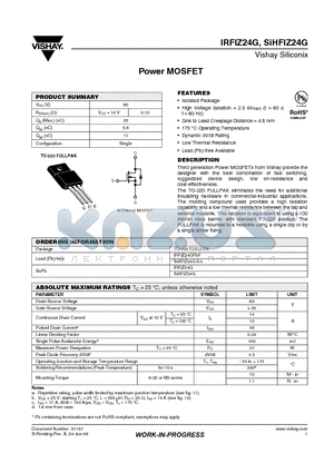 SIHFIZ24G datasheet - Power MOSFET