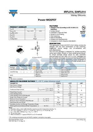 SIHFL014-GE3 datasheet - Power MOSFET