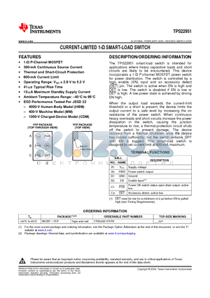 TPS22951 datasheet - CURRENT-LIMITED 1-Y SMART-LOAD SWITCH