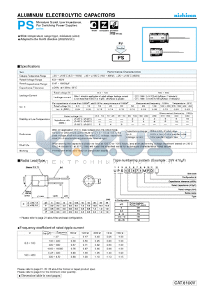 UPS0J101MDD datasheet - ALUMINUM ELECTROLYTIC CAPACITORS