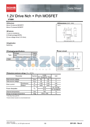 VT6M1 datasheet - 1.2V Drive Nch  Pch MOSFET