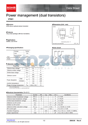 VT6X1 datasheet - Power management (dual transistors)