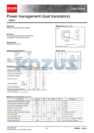 VT6X11 datasheet - Power management (dual transistors)