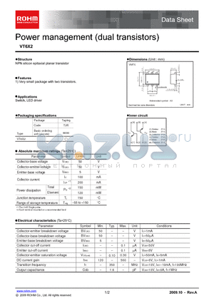 VT6X2 datasheet - Power management (dual transistors)