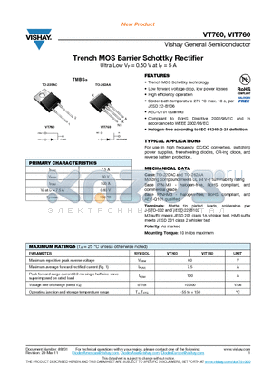 VT760 datasheet - Trench MOS Barrier Schottky Rectifier