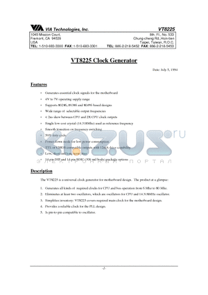 VT8225 datasheet - Clock Generator