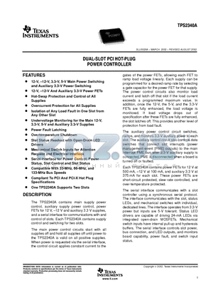 TPS2340APFPRG4 datasheet - DUAL-SLOT PCI HOT-PLUG POWER CONTROLLER