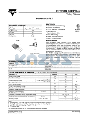 SIHFP264N datasheet - Power MOSFET