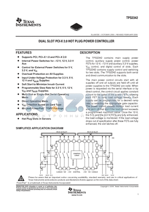 TPS2342PFP datasheet - DUAL SLOT PCI-X 2.0 HOT PLUG POWER CONTROLLER