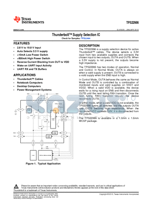 TPS22986YFPR datasheet - Thunderbolt Supply Selection IC