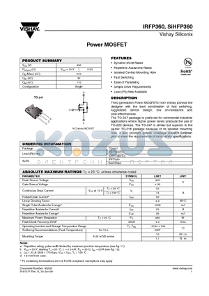 SIHFP360 datasheet - Power MOSFET