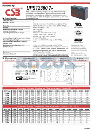 UPS123607 datasheet - specially designed for high efficient discharge application