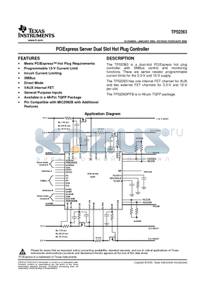 TPS2363 datasheet - PCIExpress Server Dual Slot Hot Plug Controller