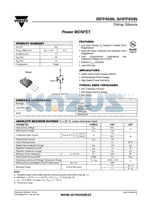 SIHFP450N datasheet - Power MOSFET