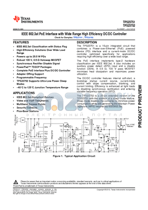 TPS23752PWP datasheet - IEEE 802.3at PoE Interface with Wide Range High Efficiency DC/DC Controller