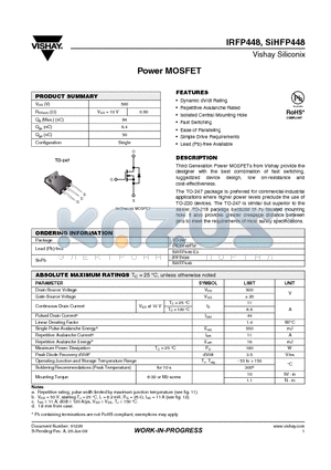 SIHFP448 datasheet - Power MOSFET