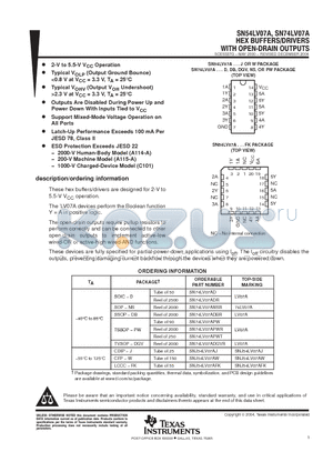 SNJ54LV07AFK datasheet - HEX BUFFERS / DRIVERS WITH OPEN - DRAIN OUTPUTS