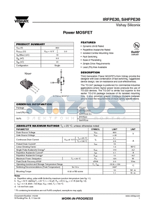 SIHFPE30-E3 datasheet - Power MOSFET