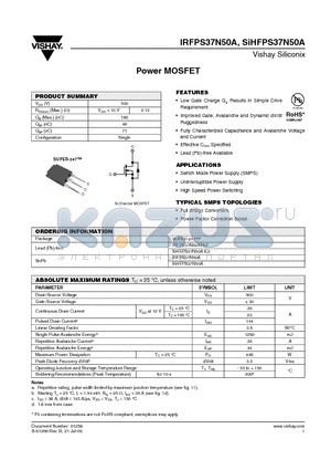 SIHFPS37N50A-E3 datasheet - Power MOSFET