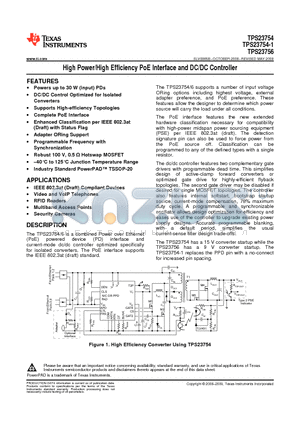 TPS23754PWPR datasheet - High Power/High Efficiency PoE Interface and DC/DC Controller