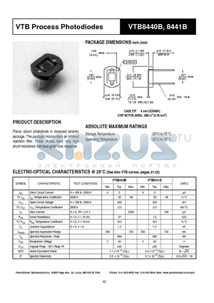 VTB8440B datasheet - VTB Process Photodiodes