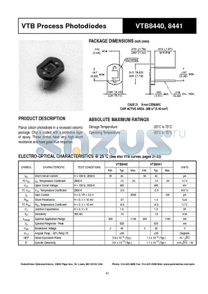 VTB8441 datasheet - VTB Process Photodiodes