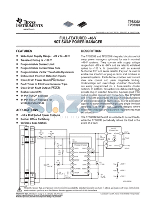 TPS2392 datasheet - FULL-FEATURED-48-V HOTSWAP POWER MANAGER