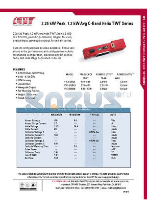 VTC--6368L5 datasheet - 2.25 kW Peak, 1.2 kW Avg C-Band Helix TWT Series