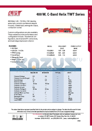 VTC-6265M1 datasheet - 400 W, C-Band Helix TWT Series