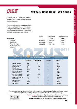 VTC-6361A3 datasheet - 750 W, C-Band Helix TWT Series