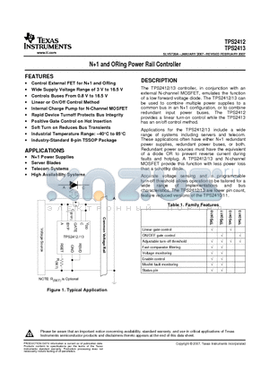 TPS2413PWR datasheet - N1 and ORing Power Rail Controller