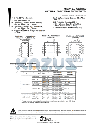 SNJ54LV164AW datasheet - 8-BIT PARALLEL-OUT SERIAL SHIFT REGISTERS